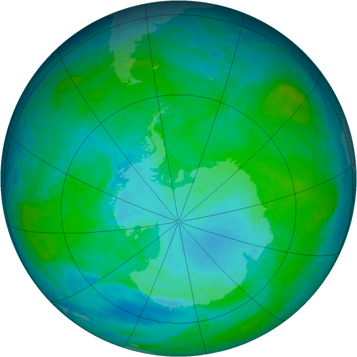 Antarctic ozone map for 12 January 1986